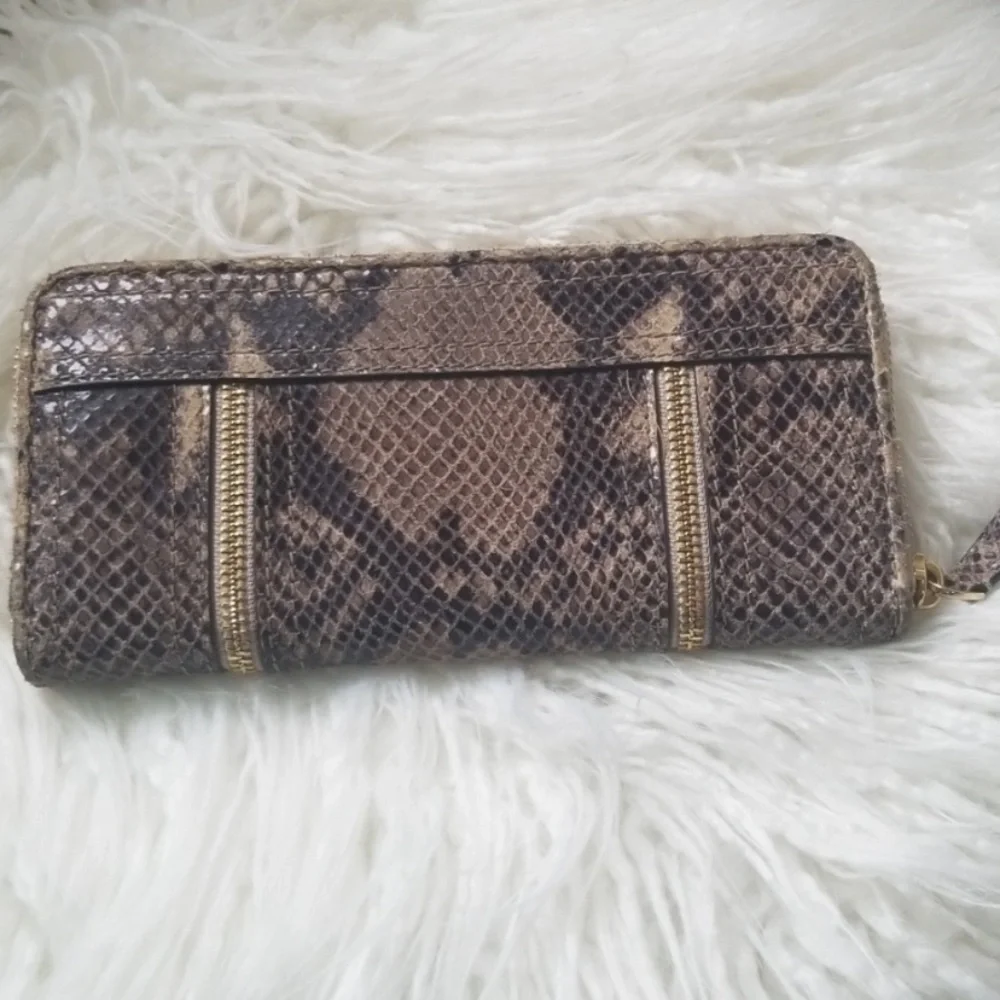 Michael Kors New Moxley Python Embossed Leather Continental Zip Clutch Wallet